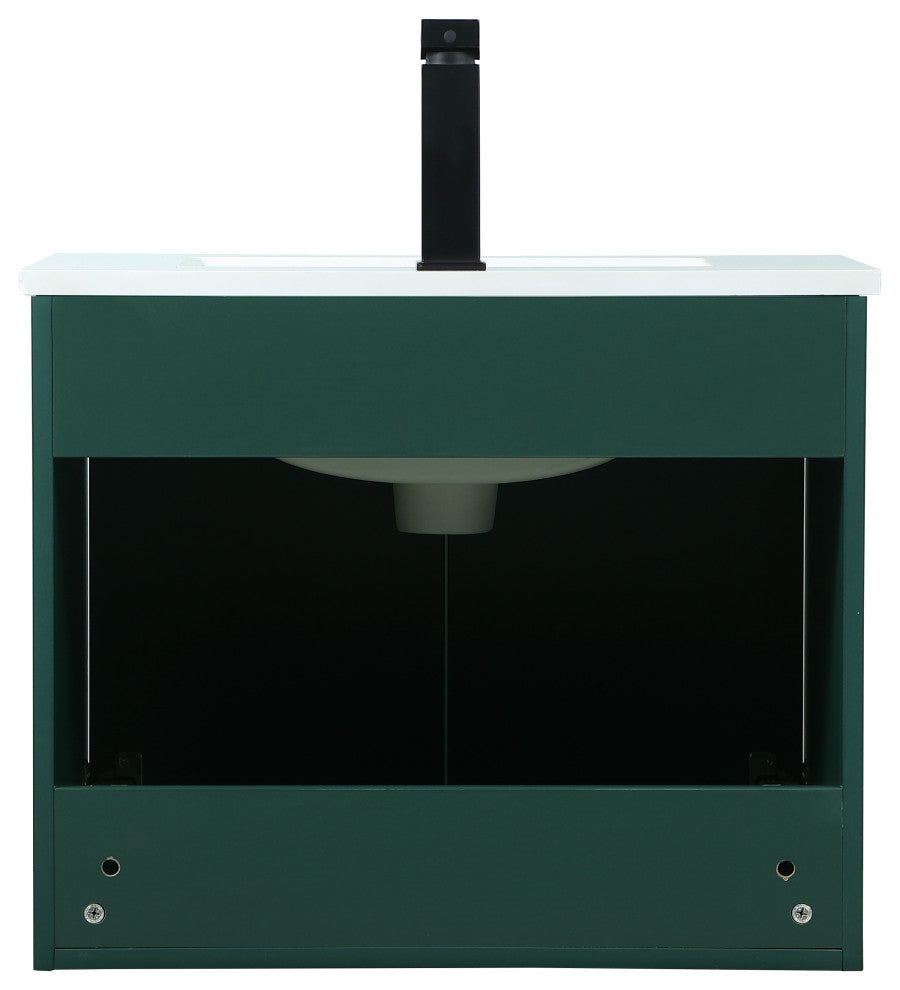 Phoebe Single Bathroom Vanity, Green, 24", Without Backsplash