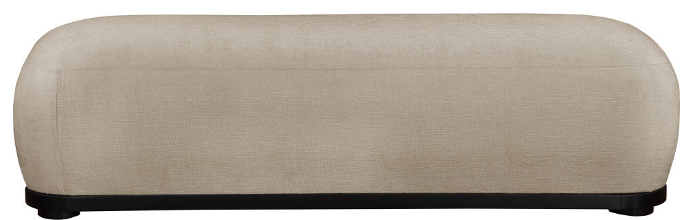 Calum Upholstered Bench, Beige, Chenille Fabric, Black Finish