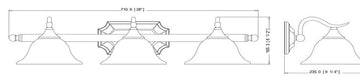 Dover Series Oil Rubbed Bronze 3 Light Bathroom Vanity Wall Fixture
