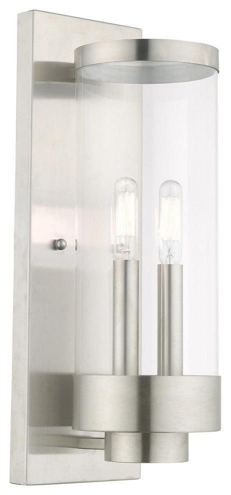 Livex Lighting Hillcrest 2 Light Brushed Nickel Outdoor Wall Lantern