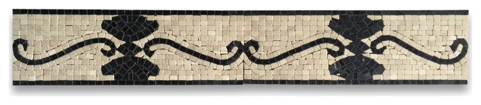 Marble Mosaic Border Listello Tile Royal Nero 4x12 Polished Tumbled, 1 piece