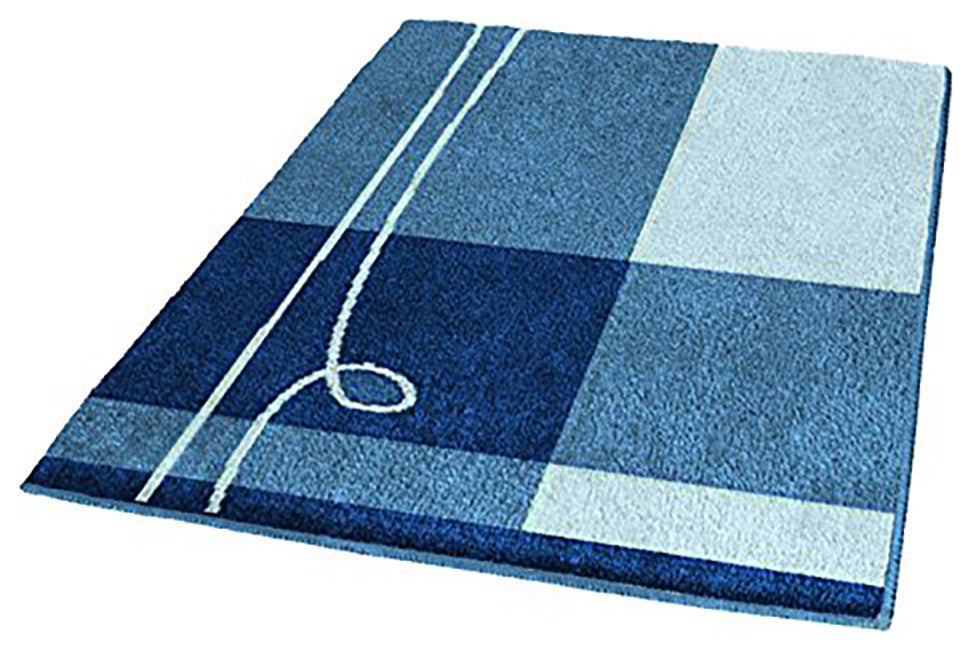 Royal Blue Non Slip Washable Bathroom Rug, Tivoli, Large