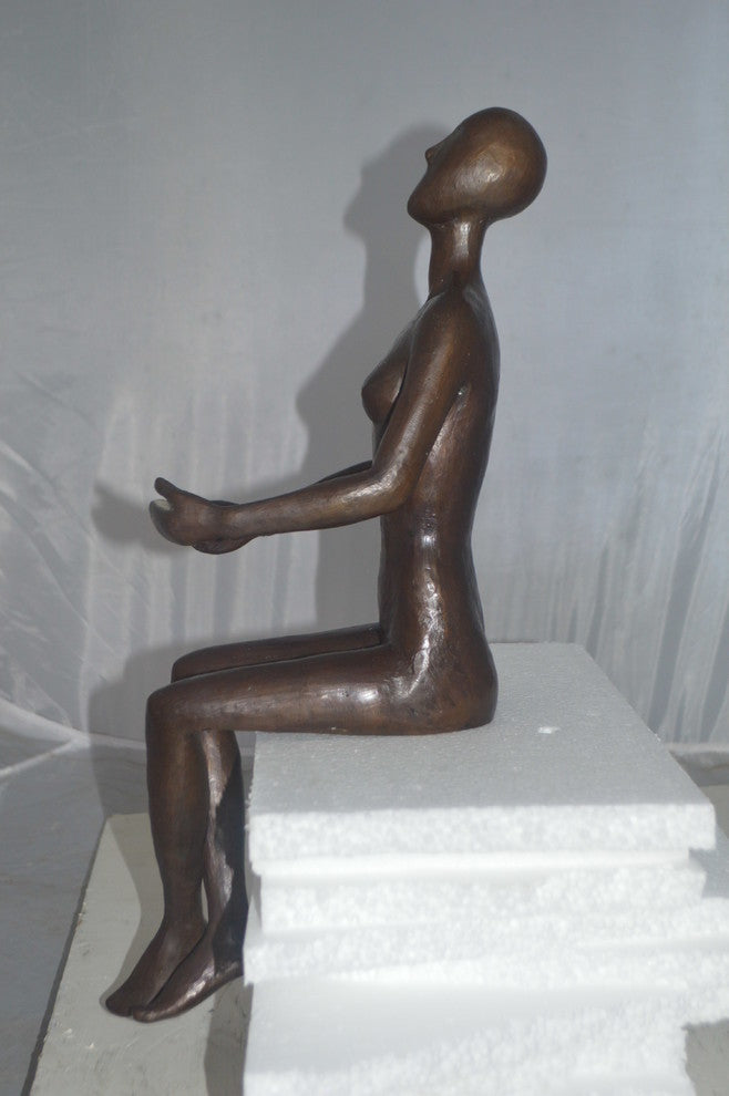 Abstract of Nude Girl sitting Bronze Statue -  Size: 9"L x 6"W x 21"H.
