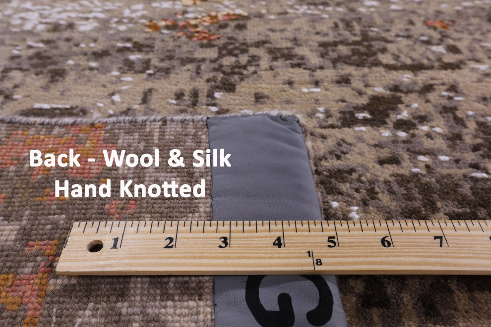 Handmade Modern Wool and Silk Rug 9' 0" X 12' 2" Q7134