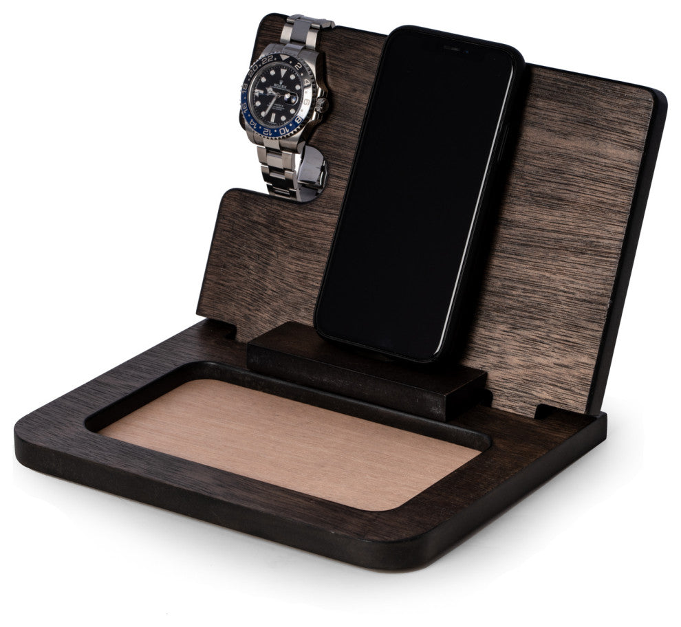 Wooden Valet and Phone Charging Station