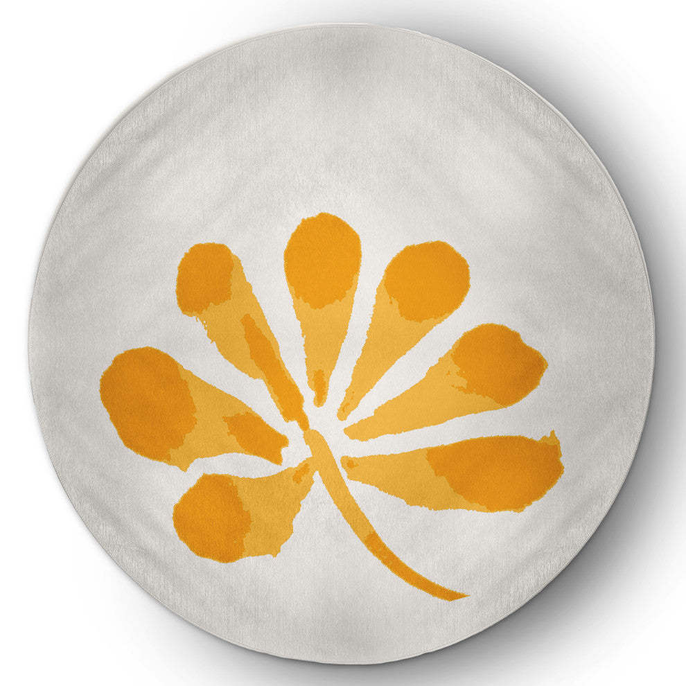 Petals Spring Chenille Rug, Yellow, 5' Round