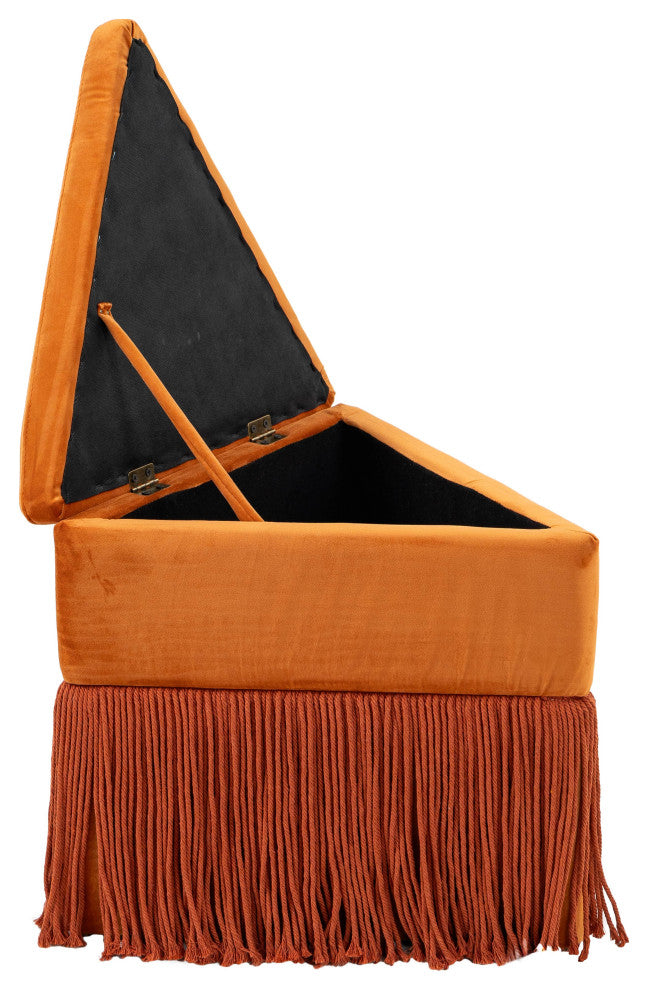 Trivoli Upholstered Ottoman/Stool, Cognac, Velvet