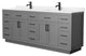 Beckett TK 84" Dark Gray Double Vanity, Cultured Top, Black Trim