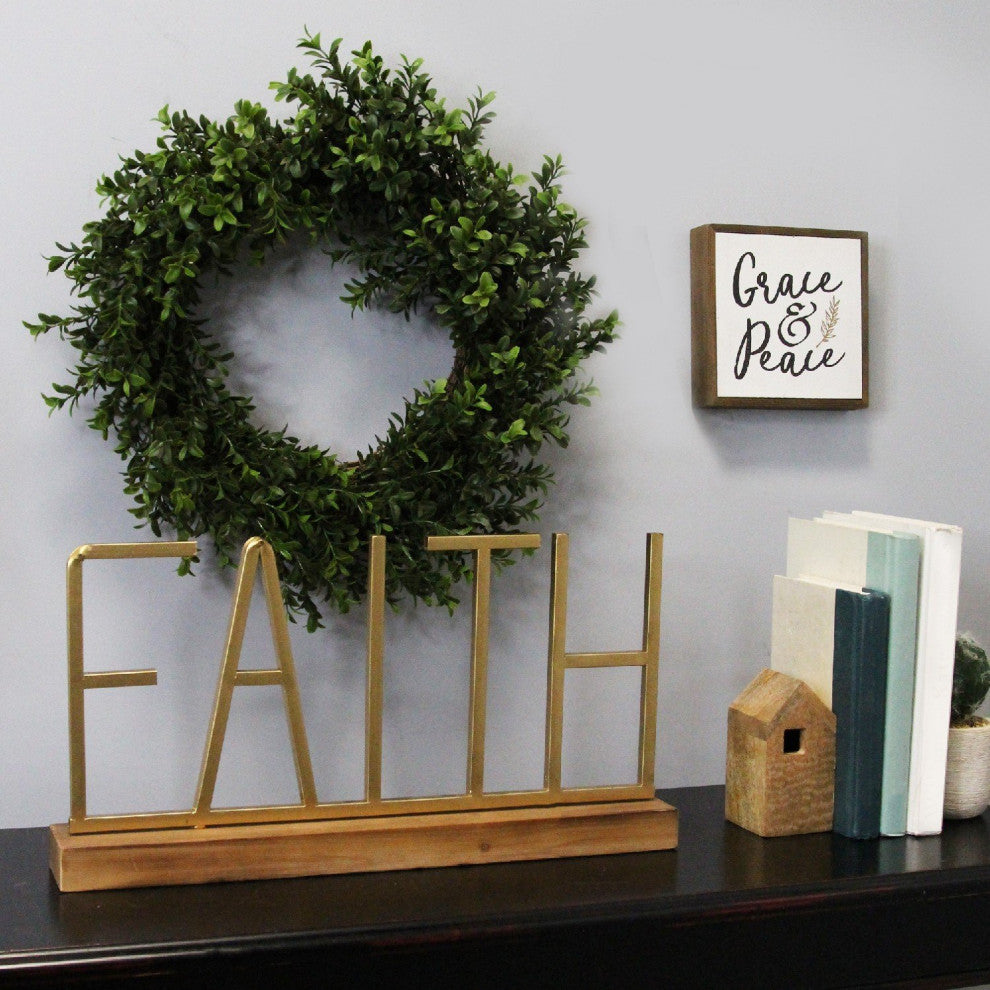 HomeRoots Faith Gold Metal and Wood Tabletop
