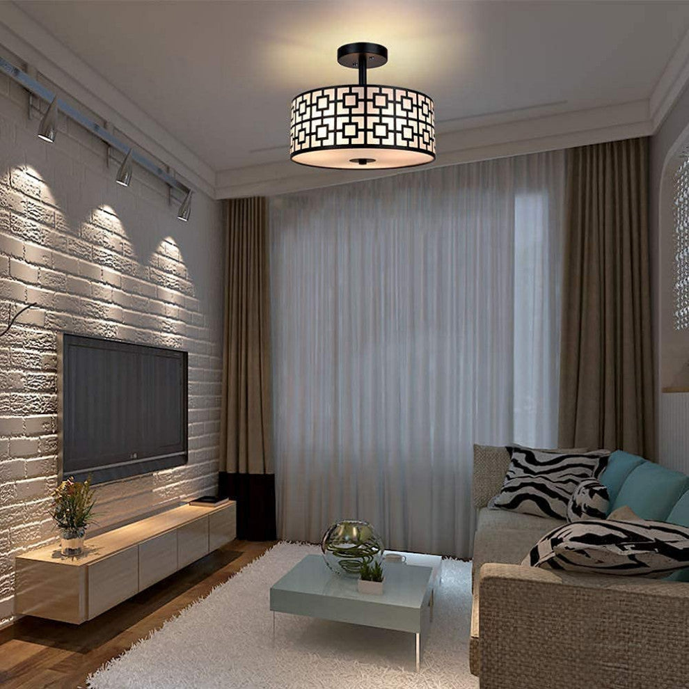 3 light Semi Flush Ceiling Light Fixture modern black ceiling lamp