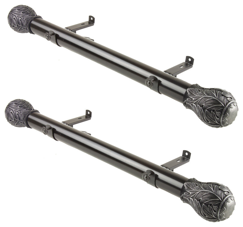 Melanie 1.5" Side Curtain Rod, Black, 24"