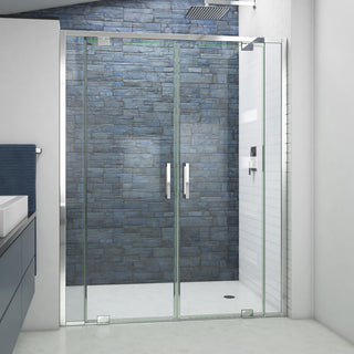 DreamLine Terrace 58 in. W x 72 in. H Semi-Frameless Pivot Shower Door, Chrome