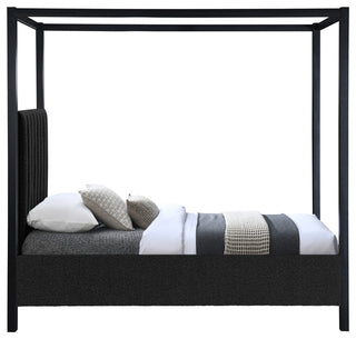 Kelly Boucle Fabric Upholstered Bed, Black, Twin