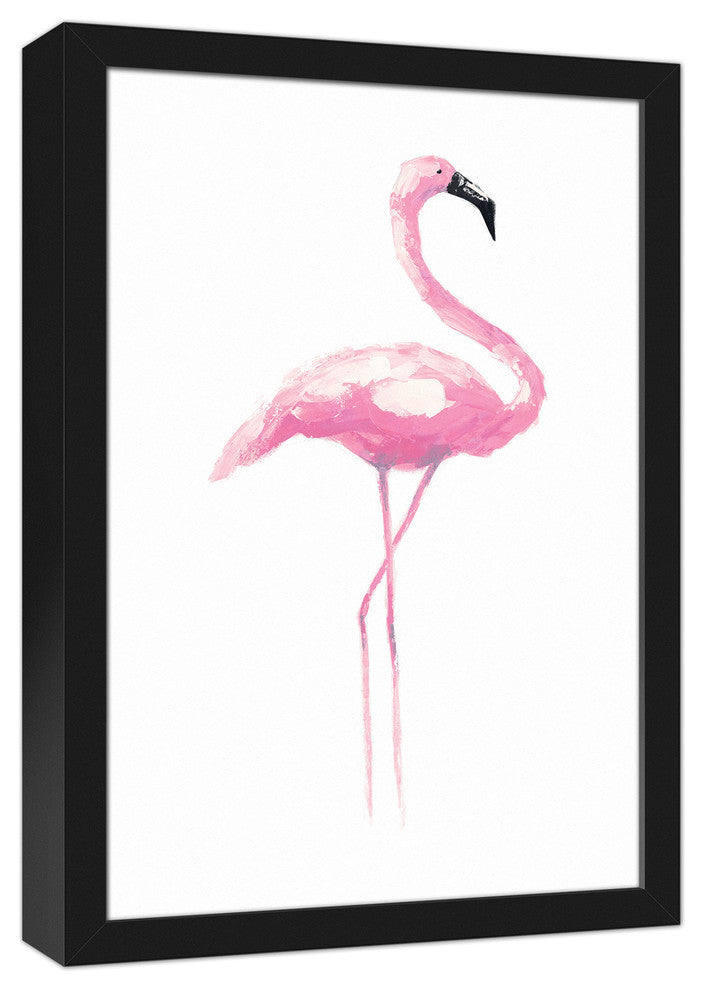 Painted Pink Flamingo 12x18 Black Framed Canvas