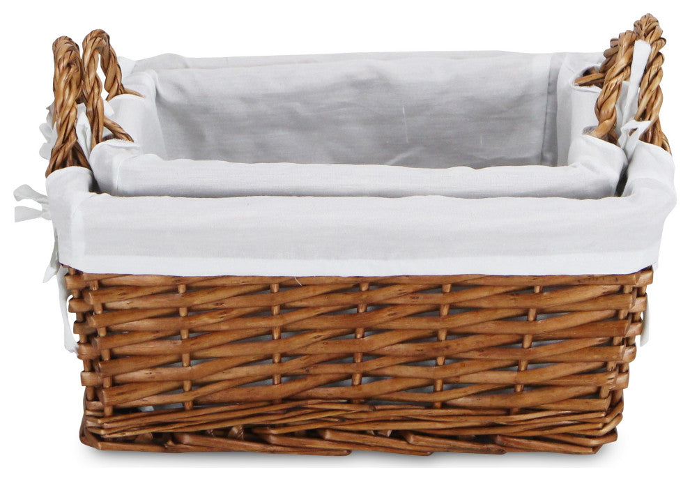 2-Piece Willow Rectangular Storage With Liner, Honey