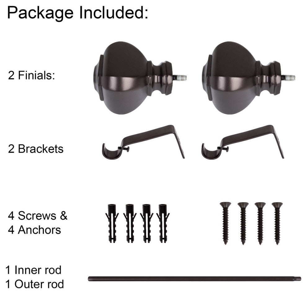 UTOPIA ALLEY 3/4 Inch Curtain Rod - Curtain Rods For Windows 28 to 48 Inch, Oil Rubbed Bronze