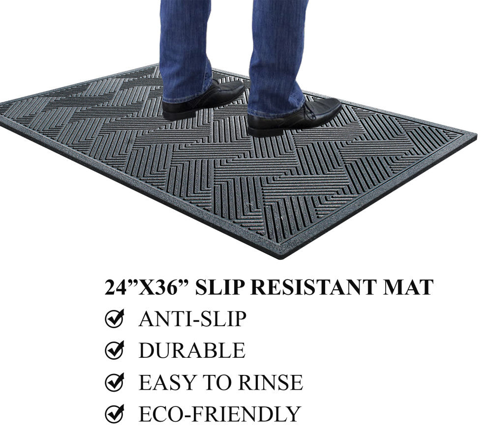 Natural Rubber Checkered 24"x36" Tapered Edge Scraper Doormat