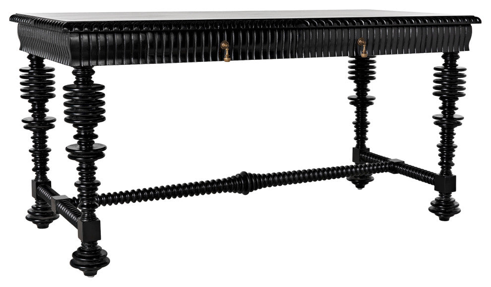 Portuguese Desk, Small, 60", Hand Rubbed Black