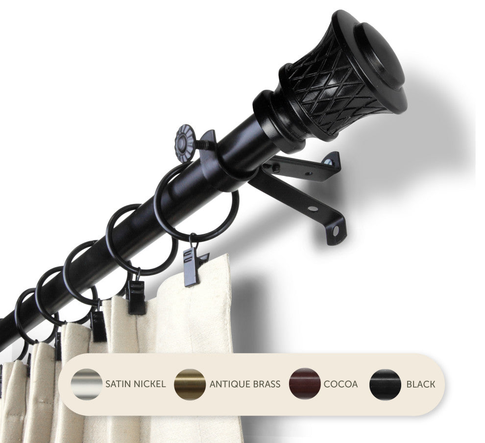 Verena 13/16" Curtain Rod, Black, 48-84"