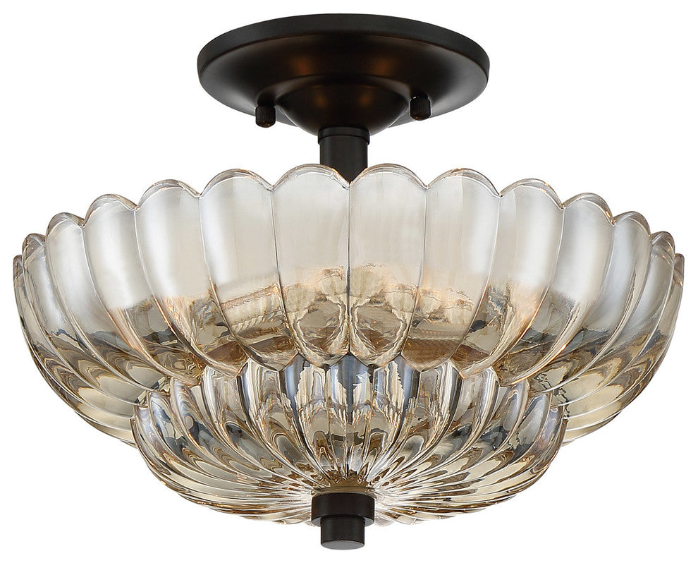 Quoizel Whitecap Semi-Flush Mount, 3-Light, Mottled Cocoa - WHP1712MC