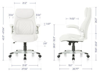 Executive Office Chair, Ergonomic Design With Adjustable Lumbar Support, White