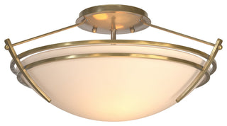 Presidio Tryne Short Semi-Flush, Modern Brass, Opal Glass
