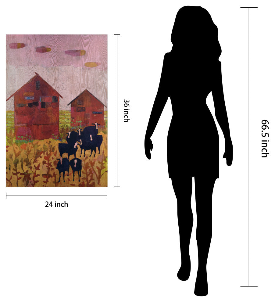 "Orland Barnyard" Fine Giclee Printed on Hand Finished Ash Wood Wall Art