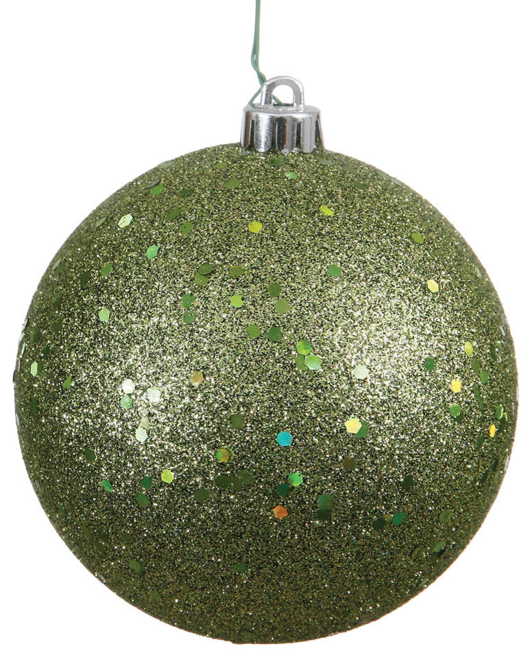 6" Olive Sequin Ball Drilled 4/Bag