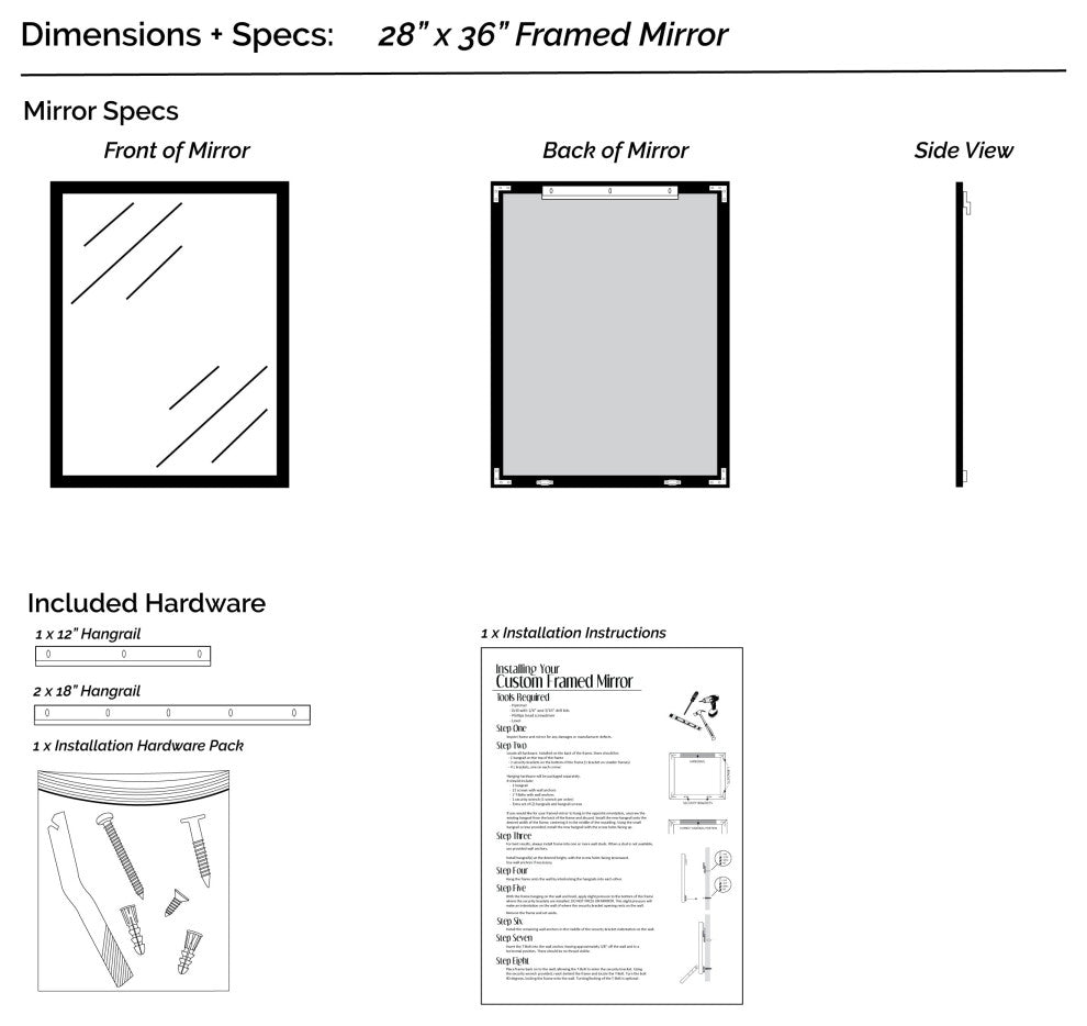 Ellis Framed Wall Mirror, Espresso Textured, 28"x36"