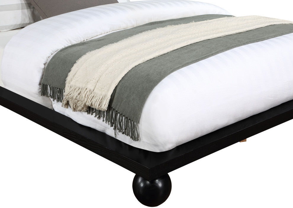 Kent Solid Ash Wood Bed, Black, King