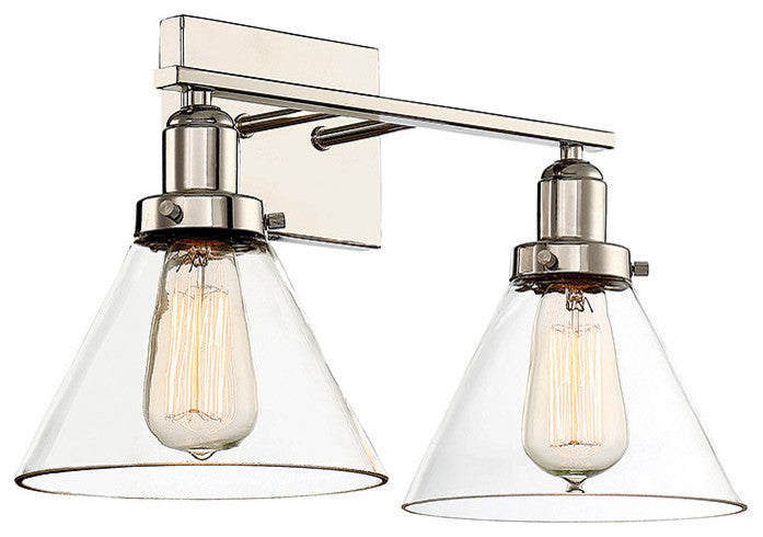 Drake 2 Light Bath Bar, Polished Nickel