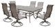 7-Piece Rectangle Dining Set With 6 Sling Swivel Chairs, Heritage Grey