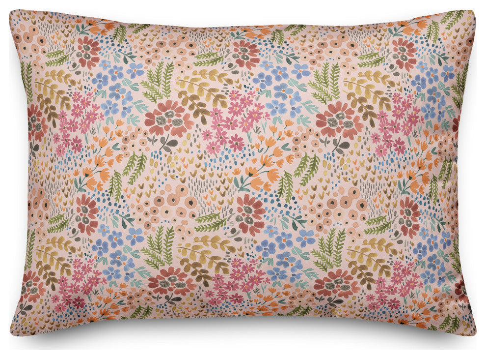 Wild Flower Floral on Pink 20x14 Spun Poly Pillow