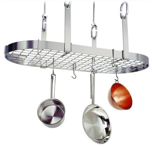 Premier 4-Point Oval Pot Rack W, Grid, Stainless Steel