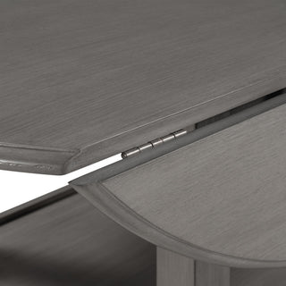 Round Counter Height Dining Table with Drop Leaf and One Shelf