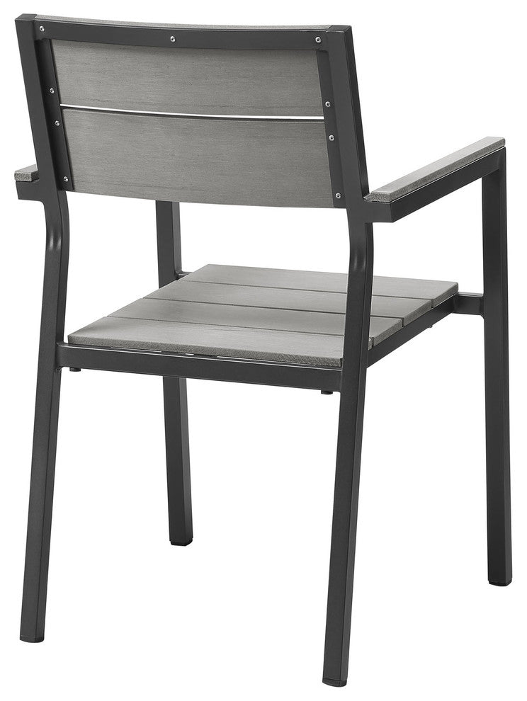 Maine 3 Piece Outdoor Patio Dining Set, Brown Gray