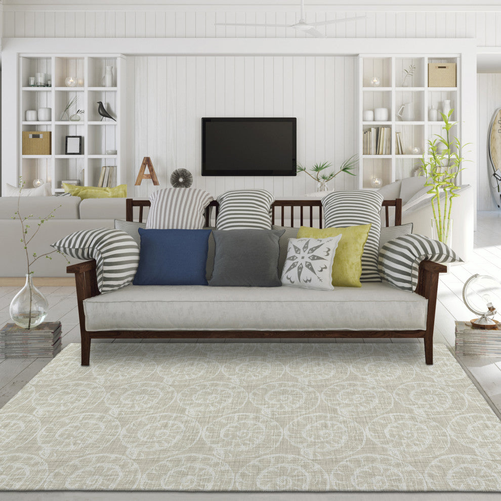 Indoor/Outdoor Seabreeze SZ11 Taupe Machine Washable 3' x 5' Rug