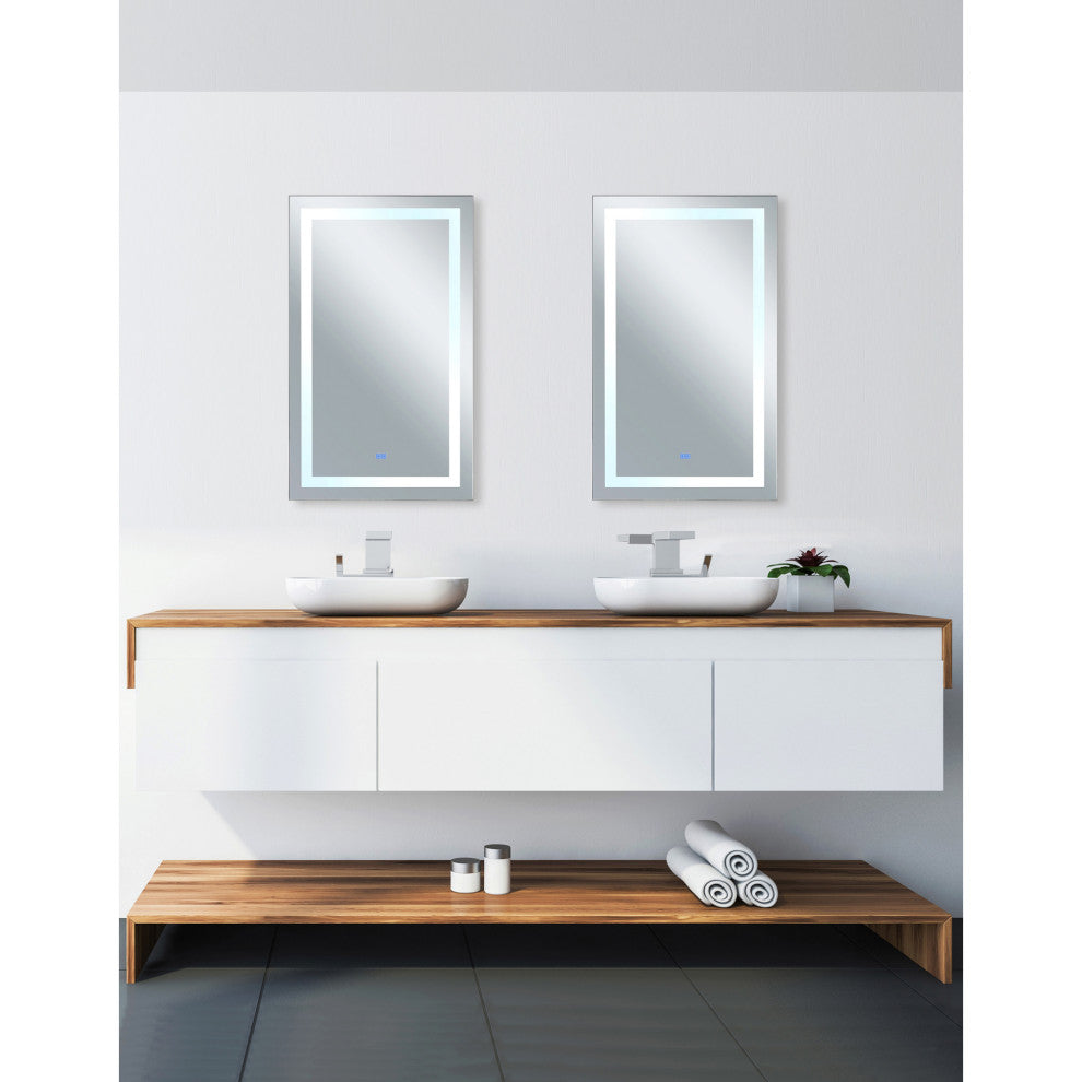 Abril Rectangle Matte White LED 30 in. Mirror From our Abril Collection