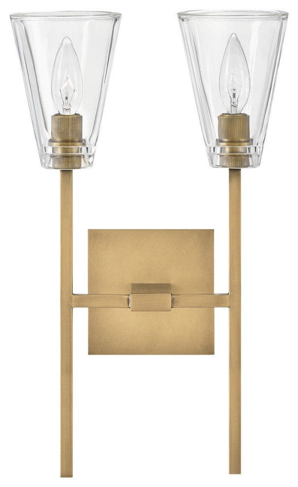 Hinkley Auden Medium Two Light Vanity, Heritage Brass