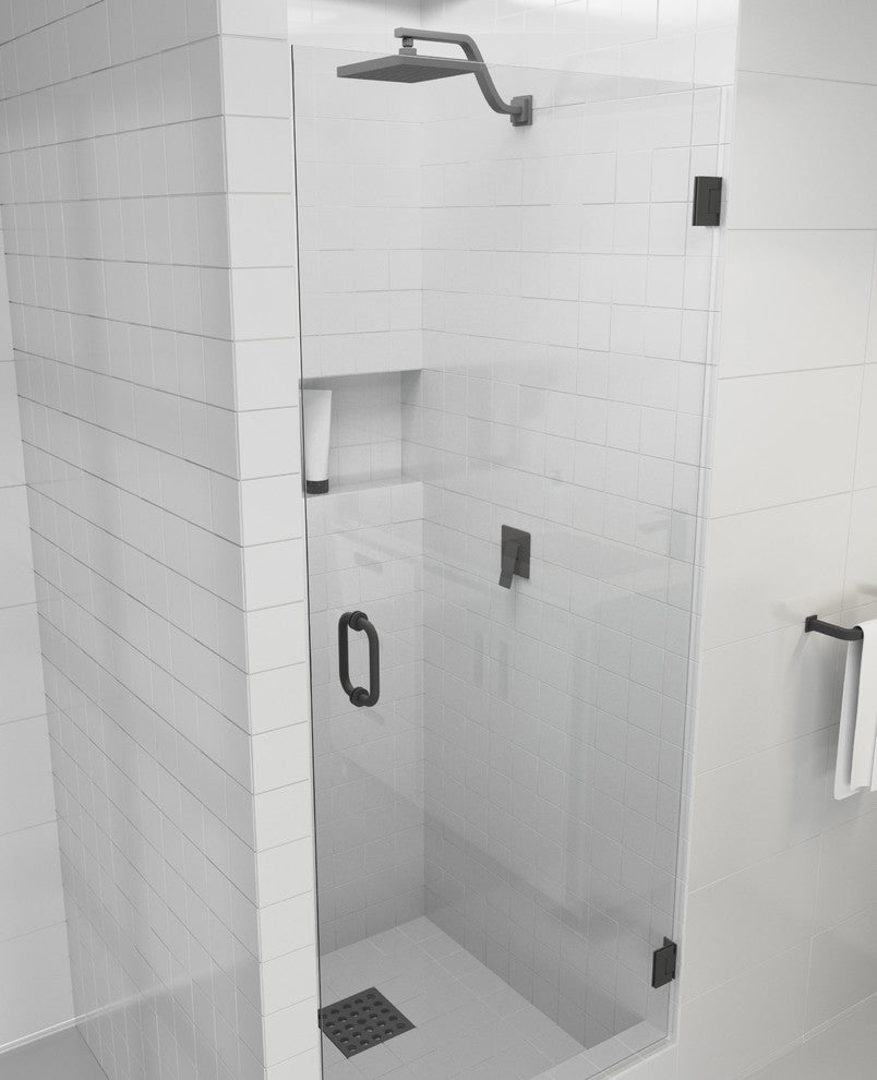 78x24.375-24.75" Frameless Shower Door With Enduroshield Technology, Matte Black