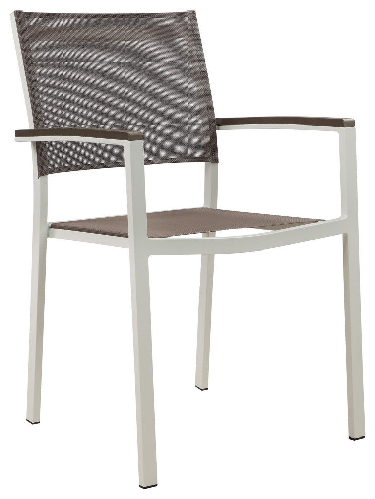 Benzara BM287791 Fifi 21" Set of 6 Dining Chairs, Aluminum Frame, Gray Fabric