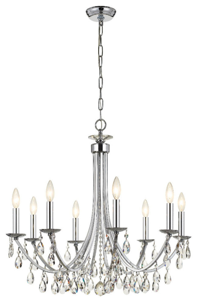Crystorama 8828-CH-CL-MWP, 8-Light Chandelier, Polished Chrome