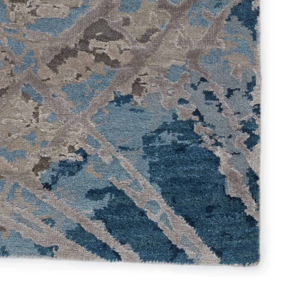 Kavi by Jaipur Living Thea Knotted Abstract White/Navy Area Rug, 9'x12'