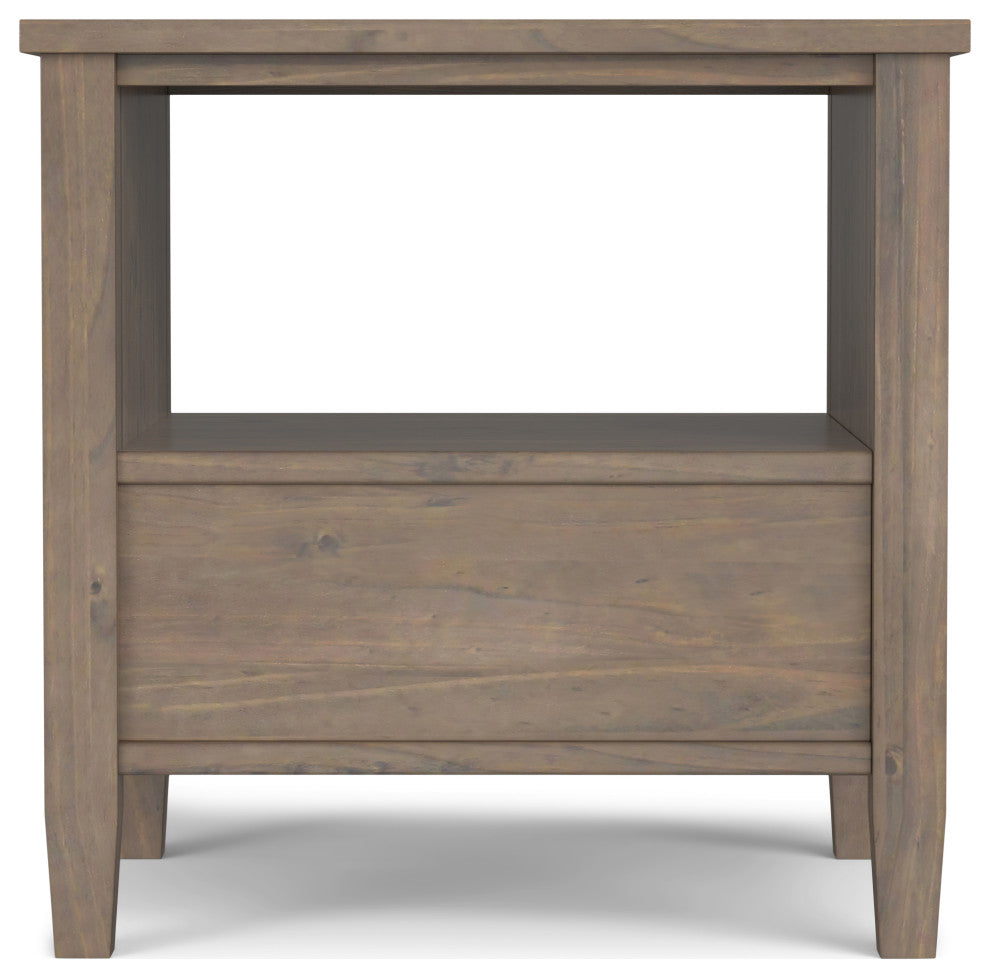 Ela SOLID WOOD End Table, Smoky Brown