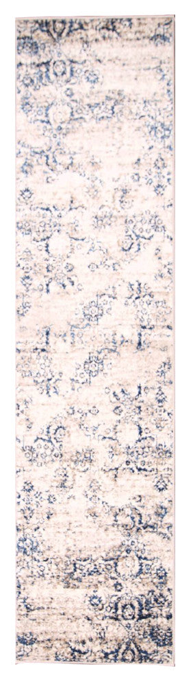 Transitional Agra Distressed Oriental Area Rug, Beige, Runner 10''