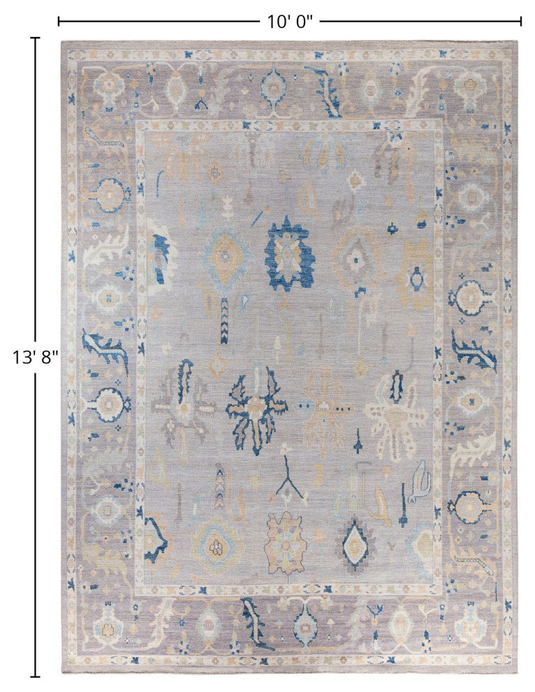 Oushak One-of-a-Kind Hand-Knotted Area Rug Gray, 10'0" x 13'8"