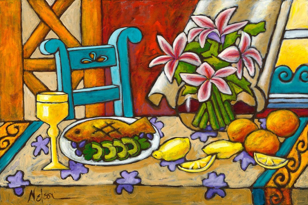 Marmont Hill, "Lillies by the Sea" by Janet Nelson on Wrapped Canvas, 60x40