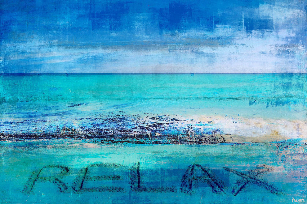 "Blue Relax" Painting Print on Wrapped Canvas, 18"x12"