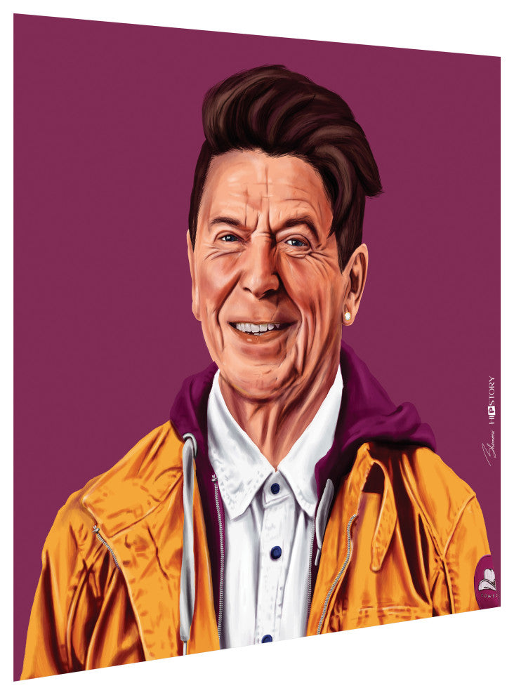 "Hip Ronald Reagan" Frameless Reverse Printed Tempered Art Glass Wall Art