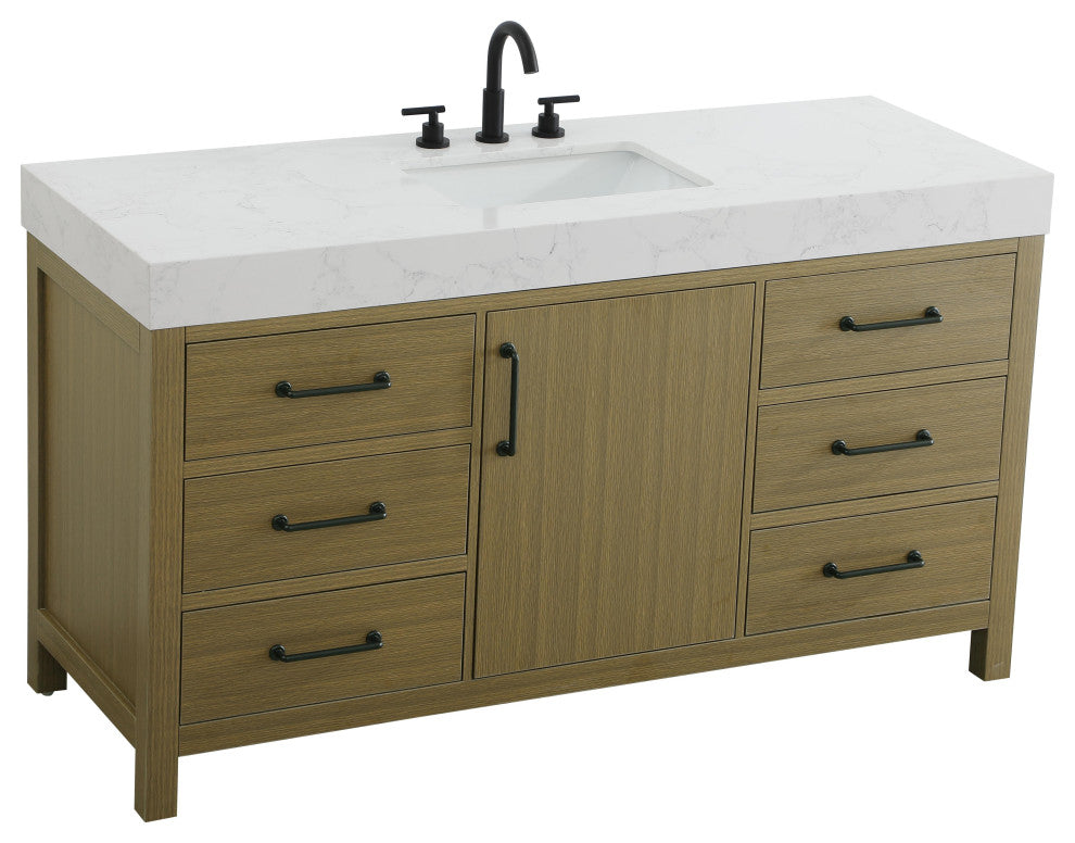 Home Living 60" Single Bathroom Vanity, Chestnut Brown